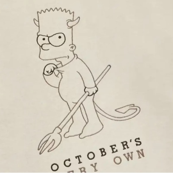 NWT US Small OVO Devil Bart Simpson Heather Oatmeal Hoodie - Picture 2 of 14